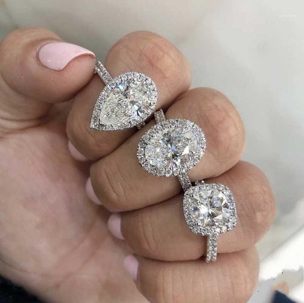 

classic round oval drop rings finger fashion 925 sterling silver wedding engagement cocktail women z gemstone ring jewelry1, Golden;silver