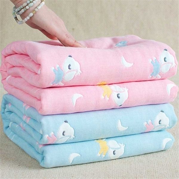 

4 layers blankets for newborn muslin cotton thick blanket 110*110cm swaddle baby quilt bath towel toy mat y201009