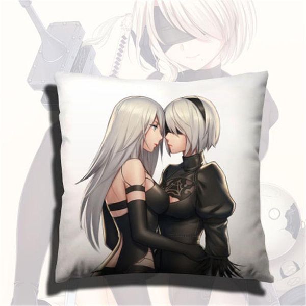 

2020 new game nier automata pillow cushion cute 42*42cm 3d pattern yorha 2b 2a 9s pillowcase anime solf pillow christmas gifts
