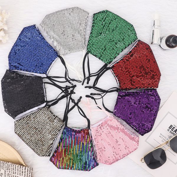 

мода bling bling sequins защитная маска pm2.5 пыленепроницаемые маски для рот мягкая многоразовая маска для лица велосипедная маска dhl бесп