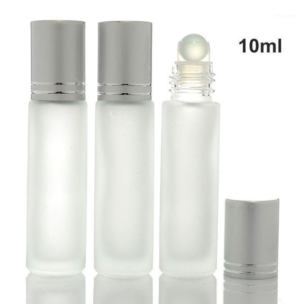 

10pcs/lot 10ml roll on bottle thick frosted glass perfume bottle refillable empty roller essential oils vials with metal ball1