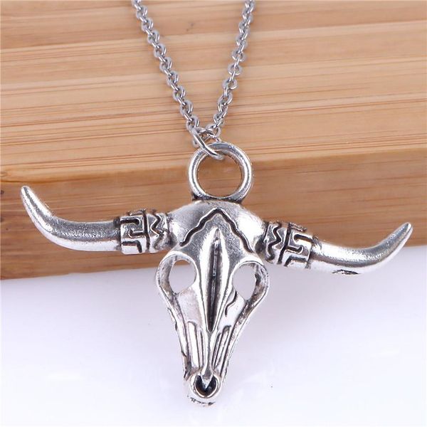 

ювелирное bull череп глава подвеска для мужчин череп ожерелье cow босси ox байкера оптовая 22847 bbyqbj bdehome, Silver