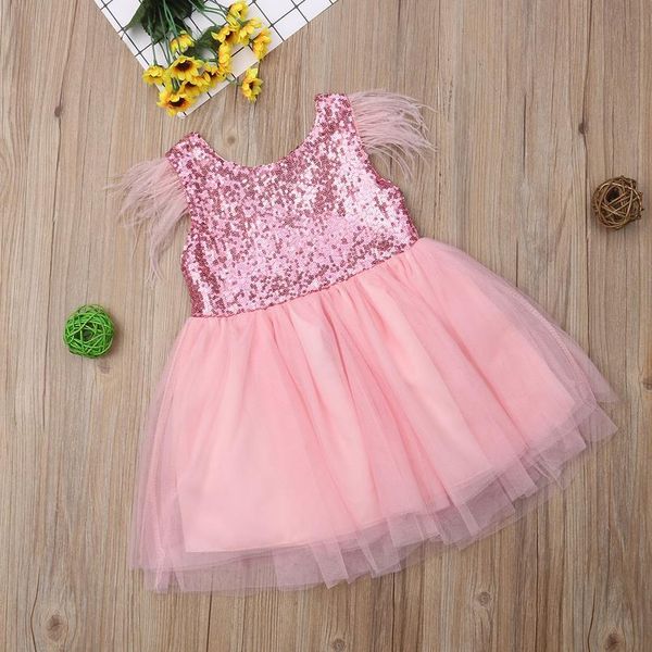 

christmas kid red dress for girl toddler baby girl sequins princess tutu dress feathers sleeve girl party wedding birthd sqcnpx