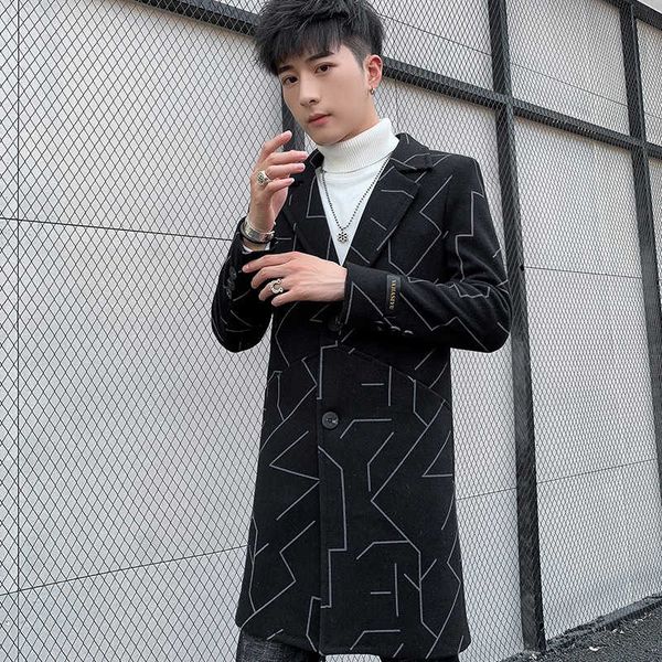 

new men's casual tweed windbreaker in autumn and winter of 2019, Tan;black