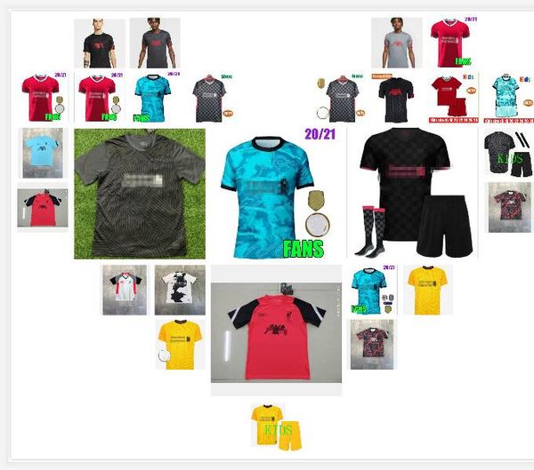 

20 21 soccer jerseys 11 mohamed salah 10 mane m. salah 9 firmino milner henderson 4 virgil men kids home 2020 camisetas futbol, Black;yellow