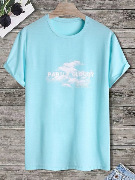 

men clouds & letter graphic tee 505c#, White;black