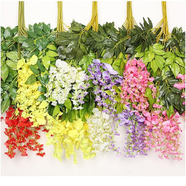 

12 pack silk artificial ivy leaves wisteria flower garlands hanging for home kitchen garden office party wedding wall de bbybuq
