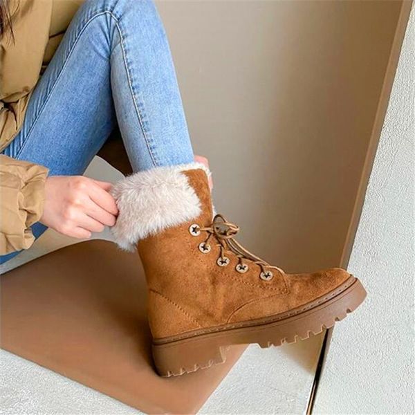 

boots winter women's high-heeled increase thick-soled lace-up fashion short, Black