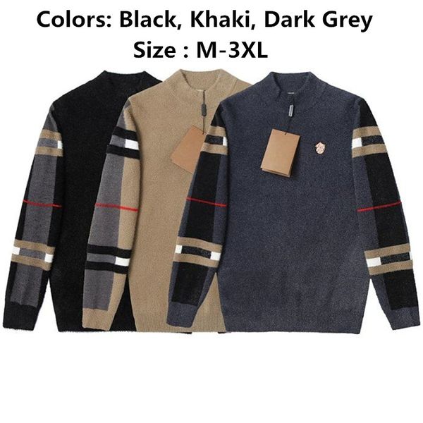 

high-endff classical men's knitted sweater brand classic knit sweatshirt vintage plaid designer pullover sweaters -3xl sweatershirt 13, White;black