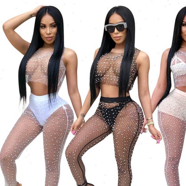 

fashion women ladies sleeveless see through mesh fishnet solid crop t shirt panties set, Gray