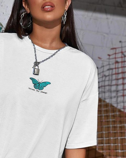 

butterfly t-shirt women harajuku funny graphic tees summer ladies short sleeve aesthetic clothes poleras mujer drop shipping, White