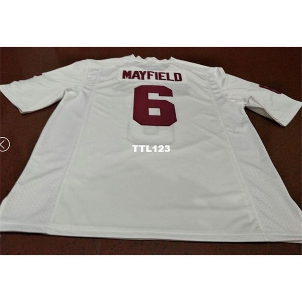 

121 #6 baker mayfield red white oklahoma sooners alumni college jersey or custom any name or number jersey, Black