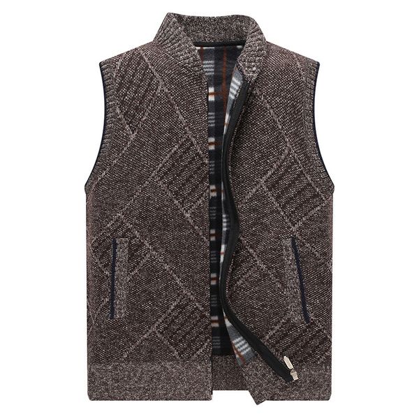 

2021 new winter sweater thick wool mesh cardigan vest men without sleeves male clothing masn, White;black