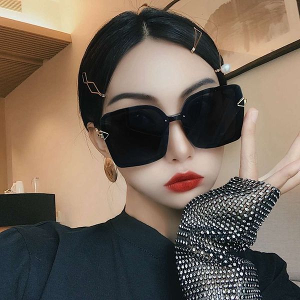 

irregular 2020 black new large frame polarized sunglasses women's big face show thin personality arrow decorative sunglasses, White;black