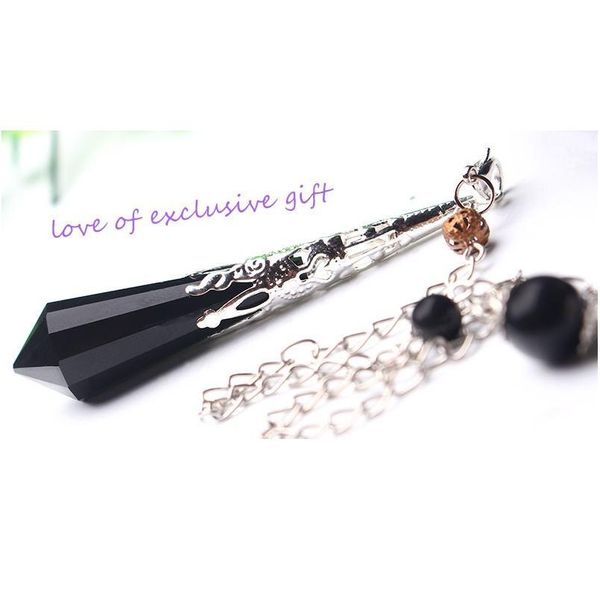 

new natural black obsidian pendulums for dowsing reiki chakra healing crystalscharms necklace filigree pendant new qylrvx