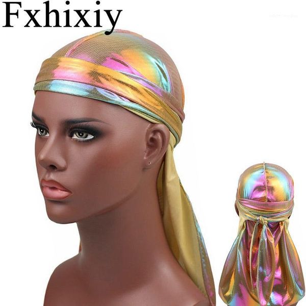 

beanie/skull caps men/women silky laser long tail satin breathable bandana hat durag do doo rag pirate headwrap headwear1, Blue;gray
