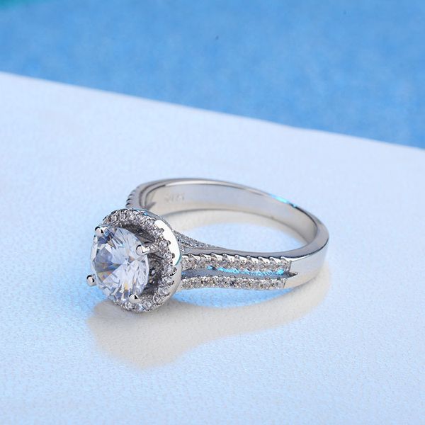 

romantic promise wedding bands ring zircon stone crown korean version of white copper-plated gold-plated diamond ring trend simple wild rin, Silver