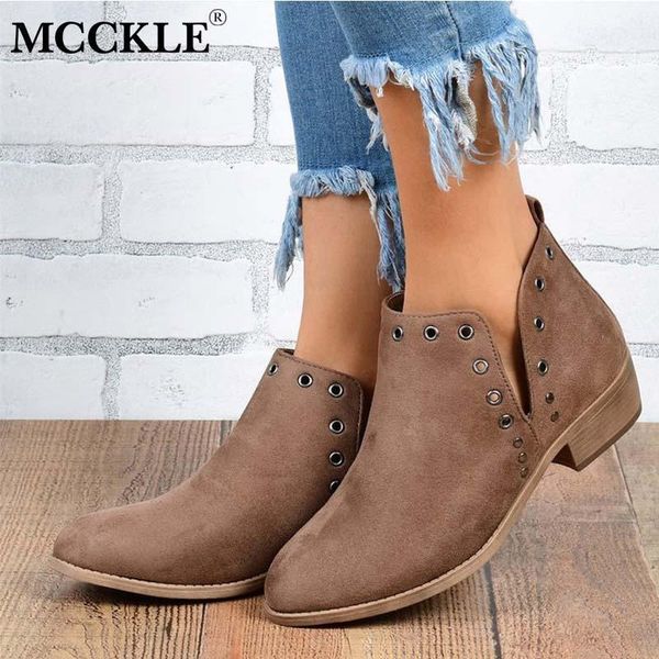 

boots women ankle ladies pointed toe seude slip on fashion shoe plus size footwear chunky casual shoes 2021 female1, Black