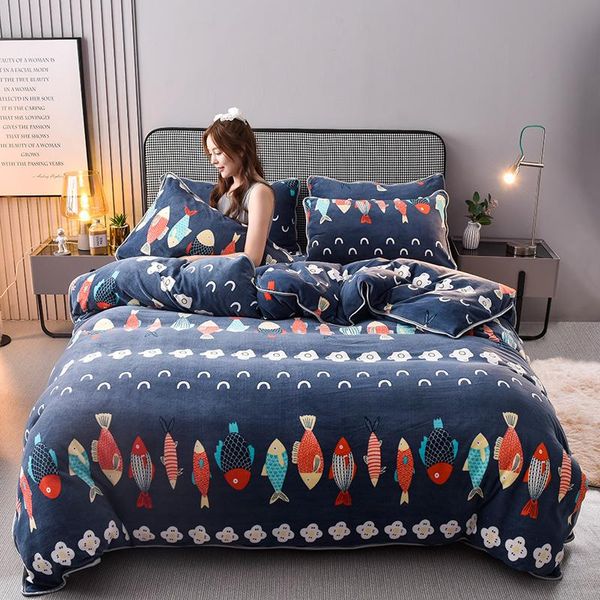 

дети мультфильм пододеяльник рыбы зимняя молоко velvet пододеяльник постельное белье фланель постельные принадлежности для взрослых нашивки