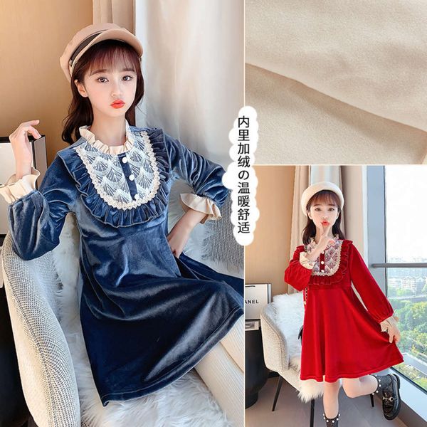 

children's plush girls' princs autumn 2020 winter new year drs gujl14pa, Red;yellow