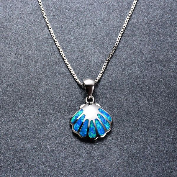 

arrival female jewelry fan shape blue necklace pendant chain fashion accessories jewel women gifts q1209, Bronze;silver