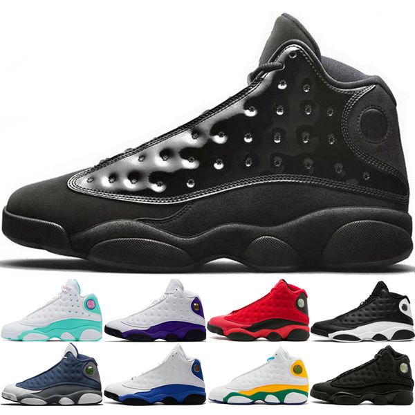 

13 13s men women basketball shoes cap and gown court purple he got game black cat bred playground sports