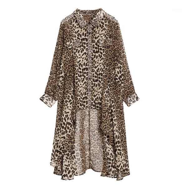 

new 2019 spring shirt women clothes plus size streetwear leopard chiffon loose autumn long sleeve womens and blouses1, White