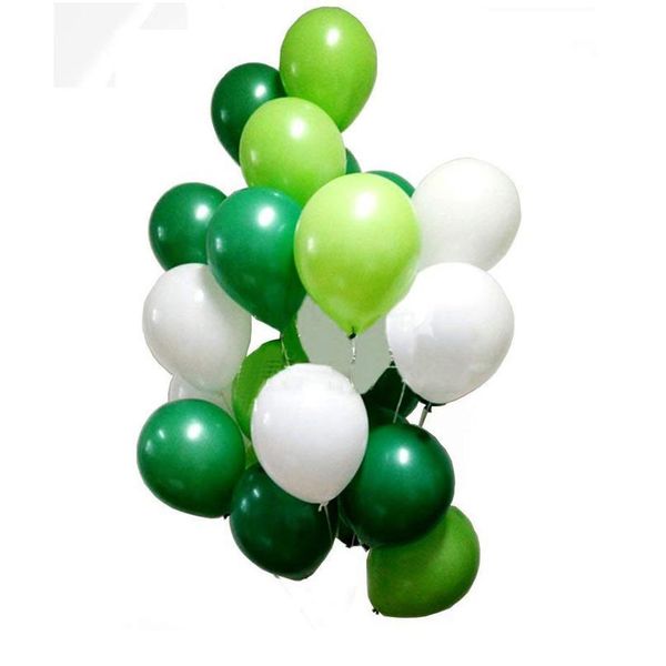 

30pcs 10 inch mix latex balloons dark green and white balloons for dinosaur party kids birthday party decorations christ bbymwk