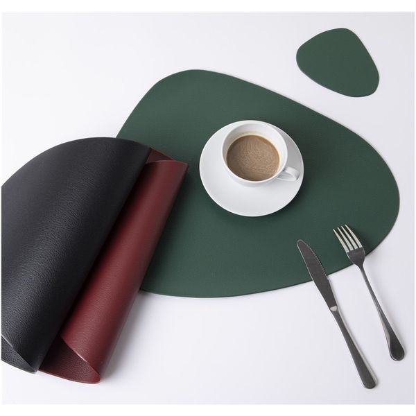 

4 pcs black pu placemats for table waterproof non slip insulation leather place mat set nordic style christmas coaster cup mat f wmtiuo