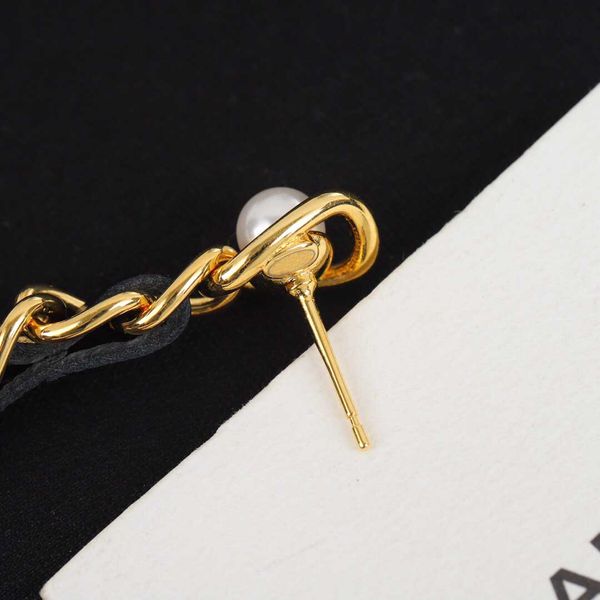 

drop earring with pearl and heart shape leather for women wedding jewelry gift plus box ps3634, Golden;silver