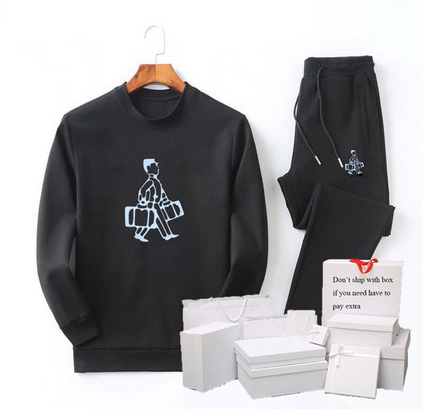 

men's tracksuits casual mens sweatsuits cartoon letter pattern hoodies & pants men pullover + joggers sport outerwear women outfits, Gray