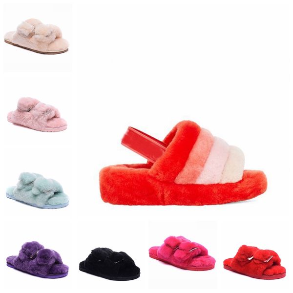 

2020 furry slippers australia fluff oh yeah designer womens fashion casual winter slipper fuzz slippers women fluffy faux furry slides v8tz#, Black