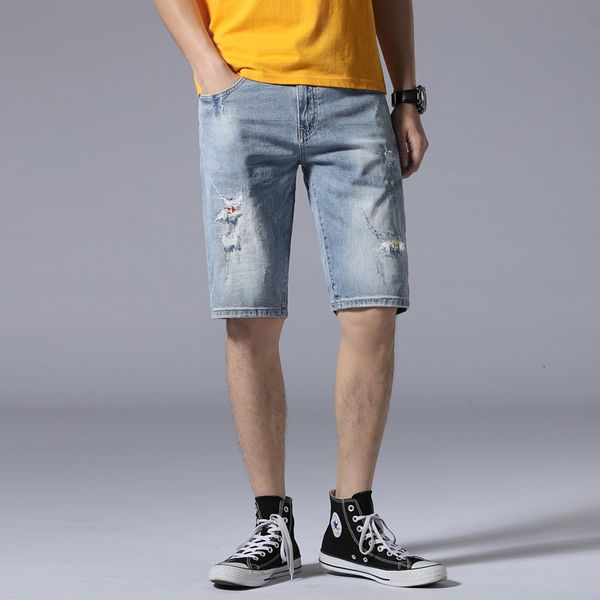

shorts summer hole fashion jeans capris men's, Blue