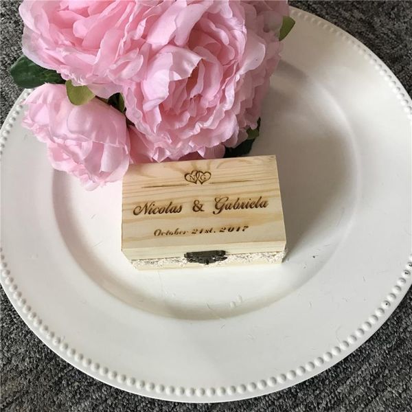 

personalized gift rustic wedding ring bearer box custom your names and date engrave wood wedding ring box