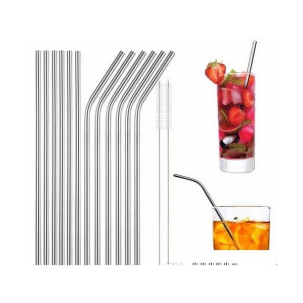 

30oz 20oz cups stainless steel straw durable reusable metal 10.5 9.5 8.5 inch extra long bend and straight drinking straws for 30 20 oz zss