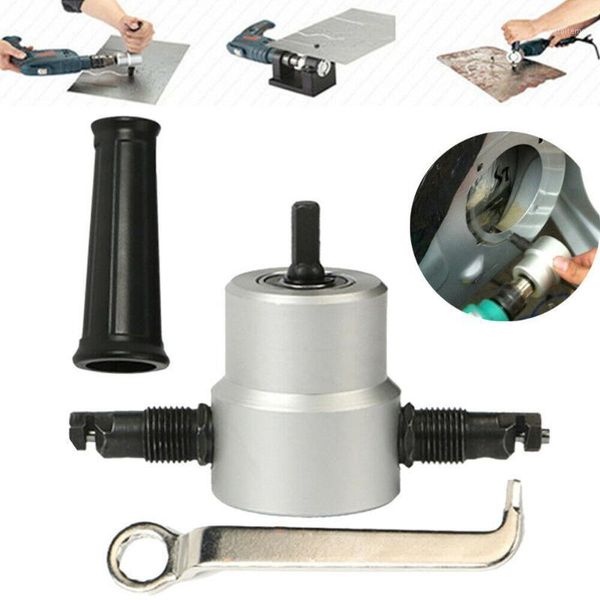 

360°rotation-adjust double head sheet metal nibbler saw cutter power drill attachment for main metal plate1