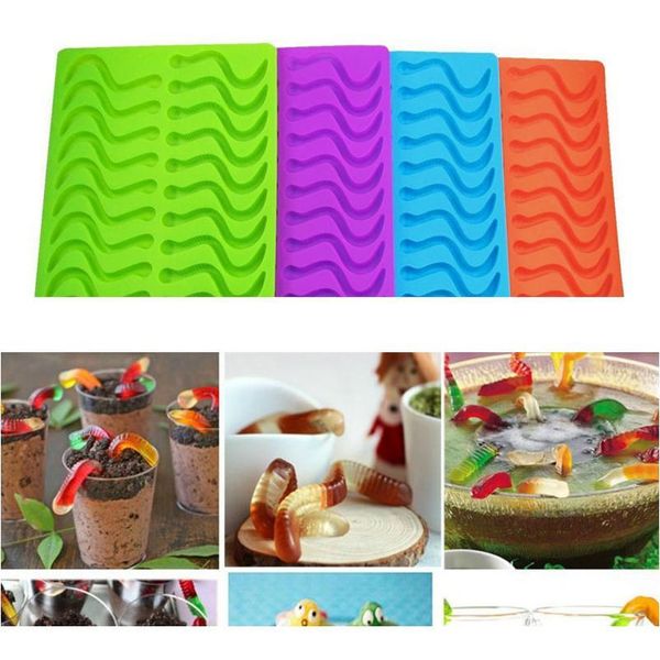 

1pcs baking accessories sile snakes worms shaped chocolate mold gummy mould kitchen gadgets cake decorati qyllal