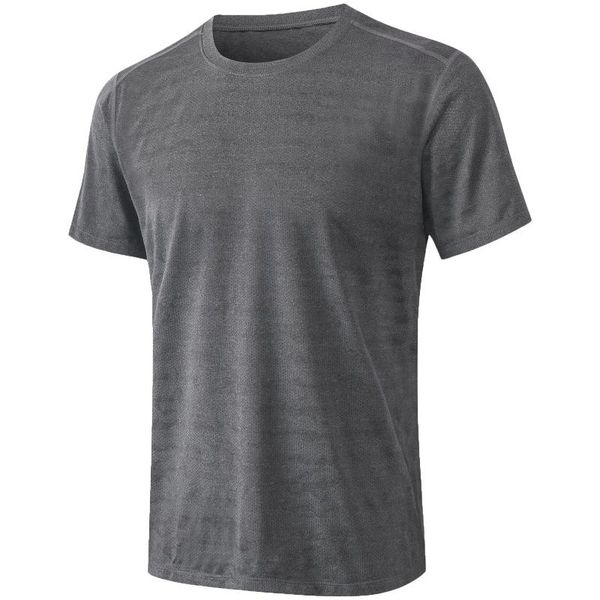 

outdoor t-shirts men fitness quick dry breathable short sleeve shirt high elastic workout sportswear for exercise, Gray;blue