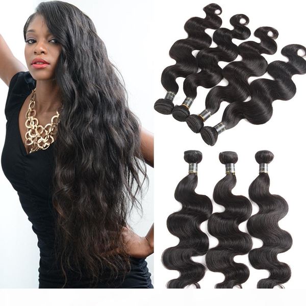 

brazilian peruvian malaysian indian virgin hair bundles 9a human hair bundles brazilian virgin hair body wave, Black