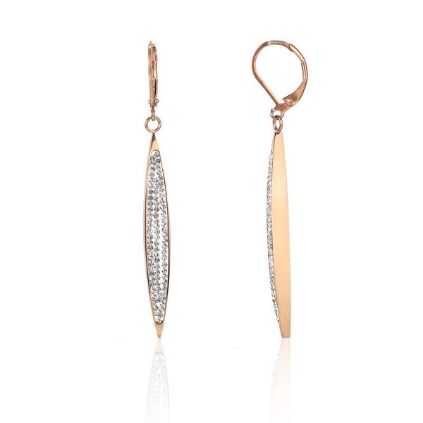 

oufei rose gold drop earrings for women stainless steel rhinestone long earrings woman women's jewelry accessories bohemian, Silver