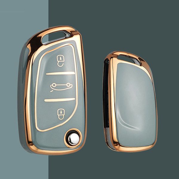 Moda Gold Edge TPU Car Chave FOB FOB para PEUGEOT 306 407 807 DS DS3 DS4 DS6 para Citroen C1 C2 C3 C4 C5 Xsara Pica Chaves de chaves Auto