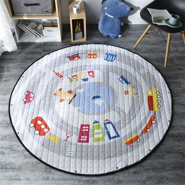 

kid soft carpet rugs cartoon animals fox baby play mats child crawling blanket carpet toys storage bag kids room decoration lj200818