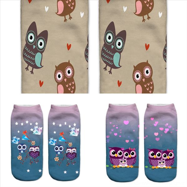 

m21w2 winter kid aluminized keep feet toe sock heat fibers insulation degree animal print long owl sock, Black