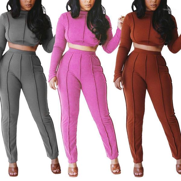 

women's cropped jogger pants, long sleeve high collar elastic wrapped striped sports high waist trousers1, Gray
