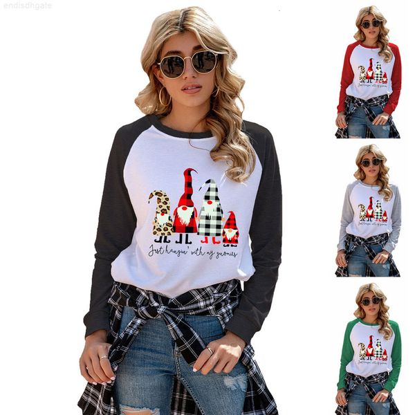 

risjc contrast color raglan sleeve four elderly printed women's sweater, Black