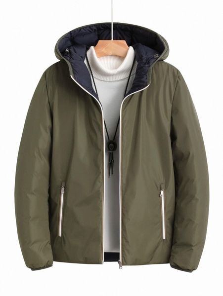 

men zip up hooded reversible puffer coat b4wv#, Black;brown