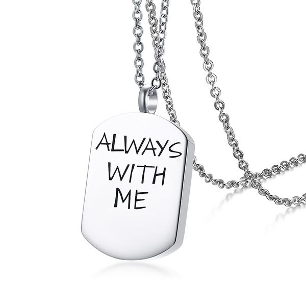 

valentine's day gifts fashion simple titanium steel urn necklace openable english pendant charms chain 20 inch always with you, Silver