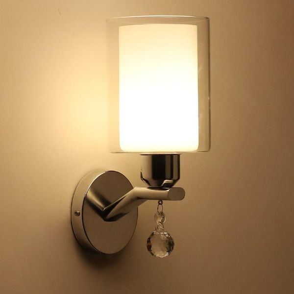 

2021 new nordic modern decoration simple glass crystal corridor villa indoor wall lamp e27 study cafe bedroom restaurant balcony