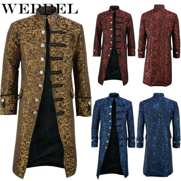 

wepbel men long coat full sleeve floral vintage steam punk victorian cos men's coats jackets1, Tan;black