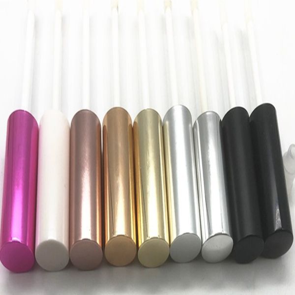 100 teile/los 10 ml Leere Lipgloss Rohr Klare rose rot schwarz rosa Lippenstift Balsam Flasche Behälter mit Lippenpinsel